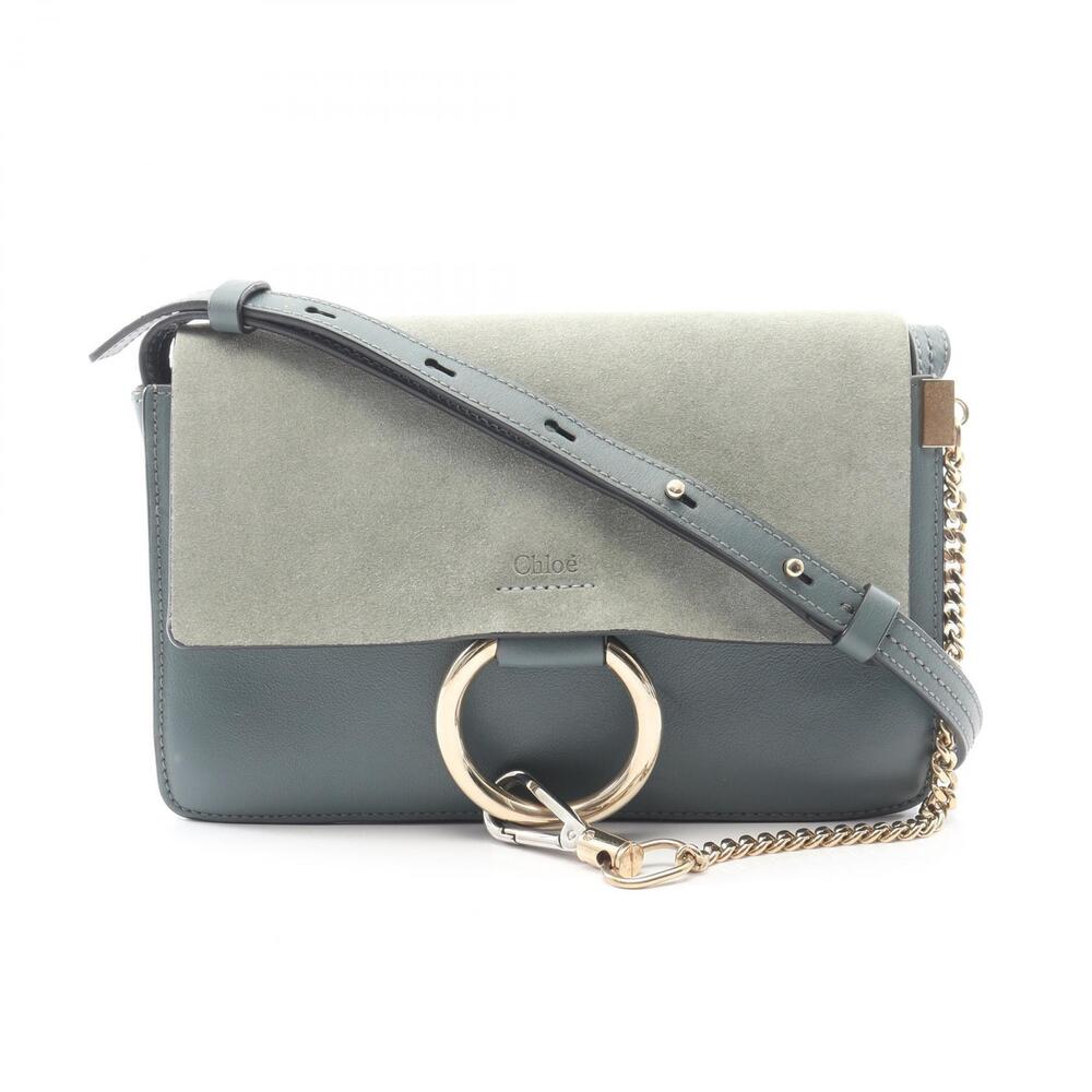 Chloe Faye shoulder bag suede leather blue green